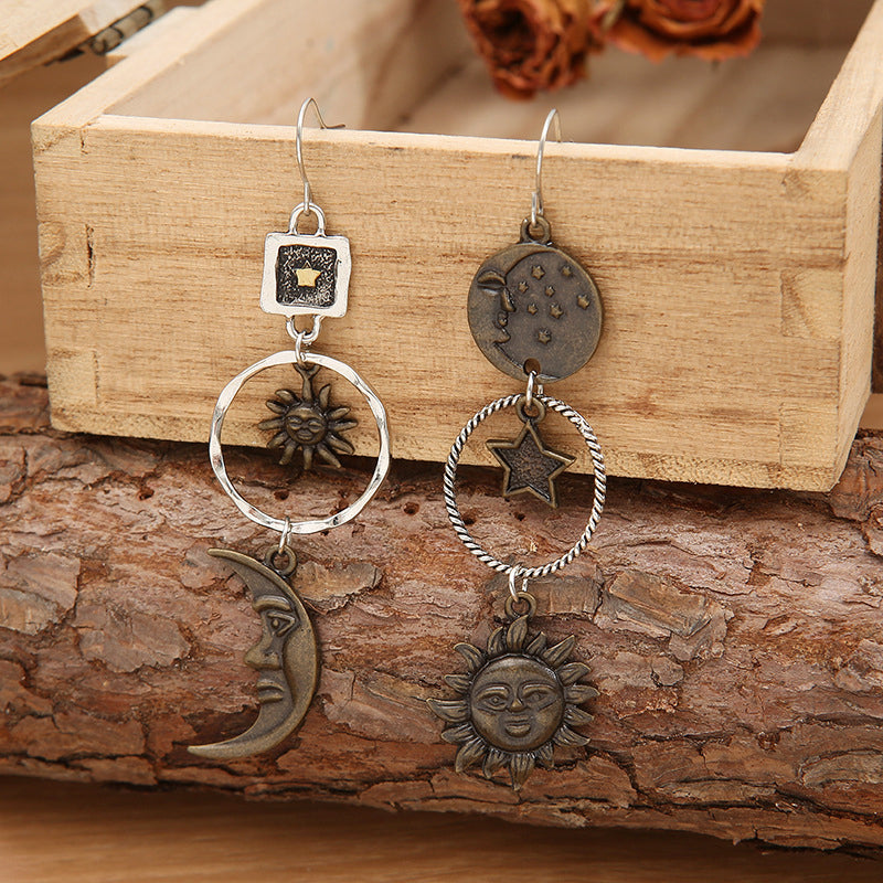 Celestial Star Sun Moon Earrings for Women - Boho Chic Dangle Drop Jewelry - Perfect for Parties, Weddings & Everyday Wear