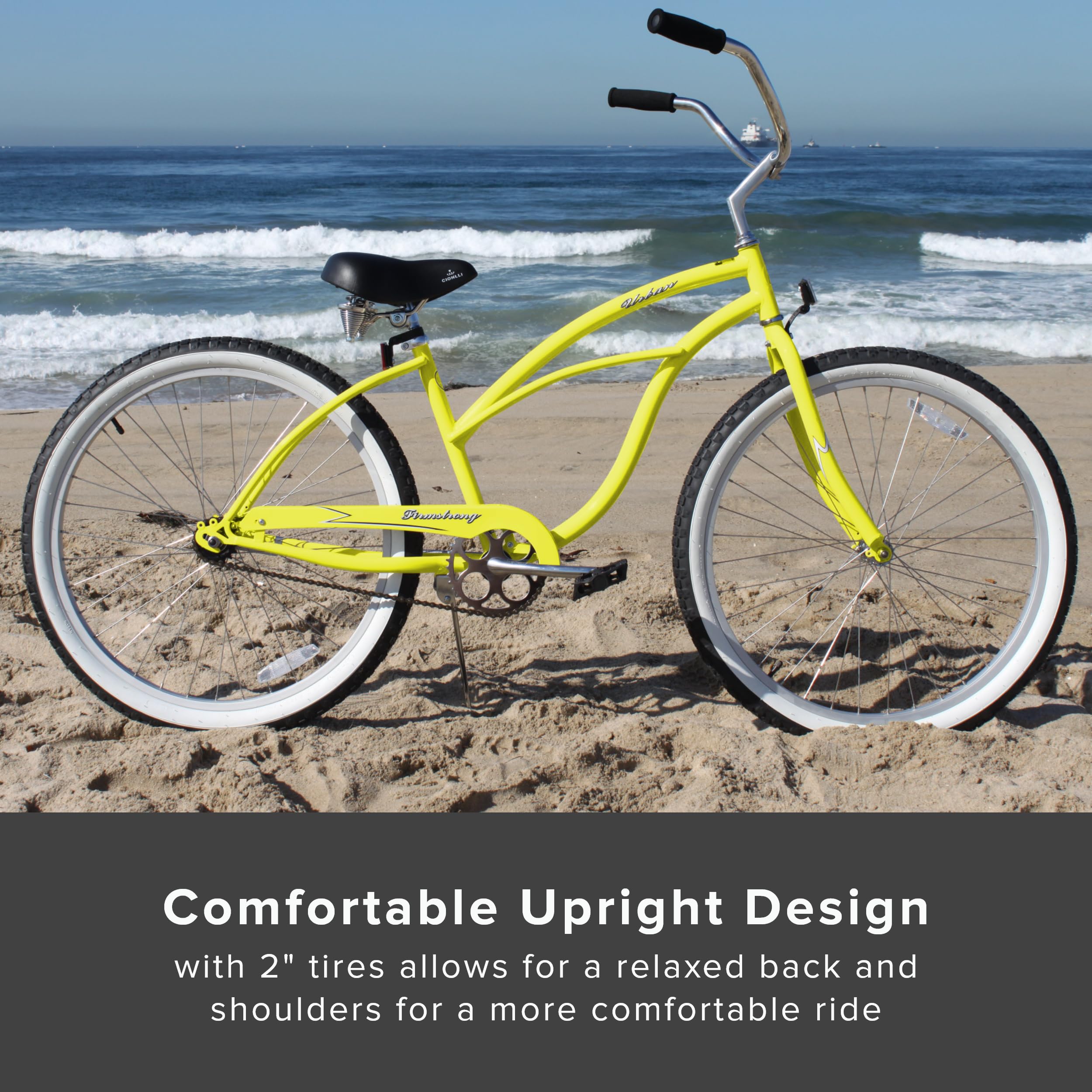 Firmstrong Urban Lady Beach Cruiser Bike - Comfortable Women's Cruiser Bicycle for Leisure Riding, Commuting & Beach Outings