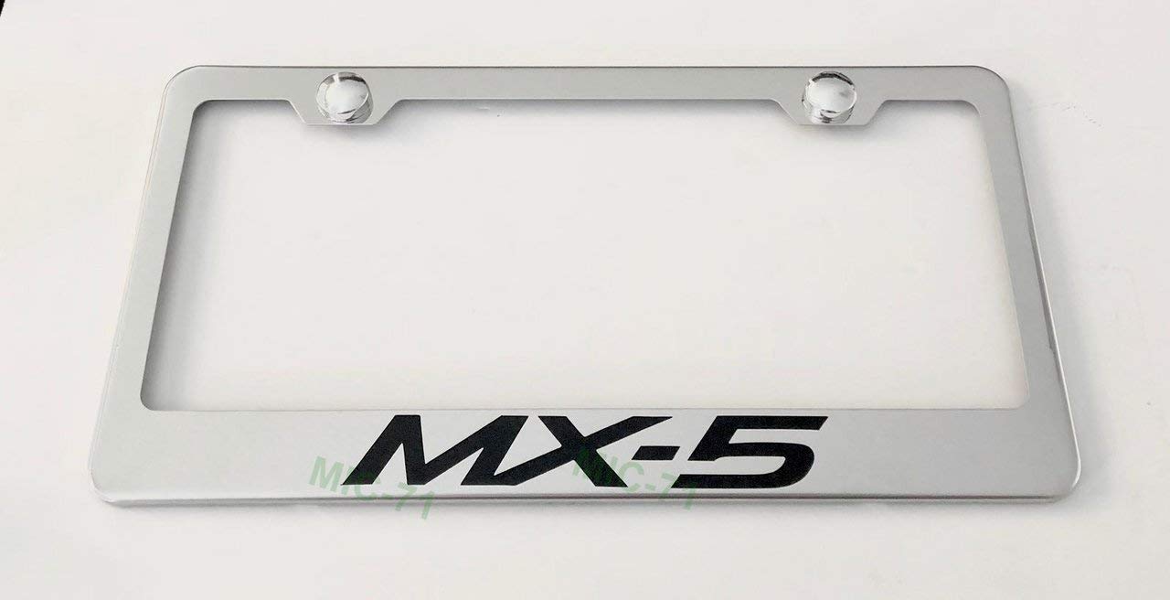 Metal Stainless Steel License Plate Frame Car Tag Holder for Mazda MX-5 - Durable Silver Universal Fit for All Tags - Perfect for Customization & Car Shows