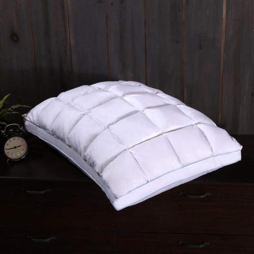 Luxury Firm French Bread Pleated Goose Down Pillow - 600 Thread Count Standard/Queen Size for Side Sleepers & Neck Support - Perfect for Bedroom, Hotel, and Travel Use