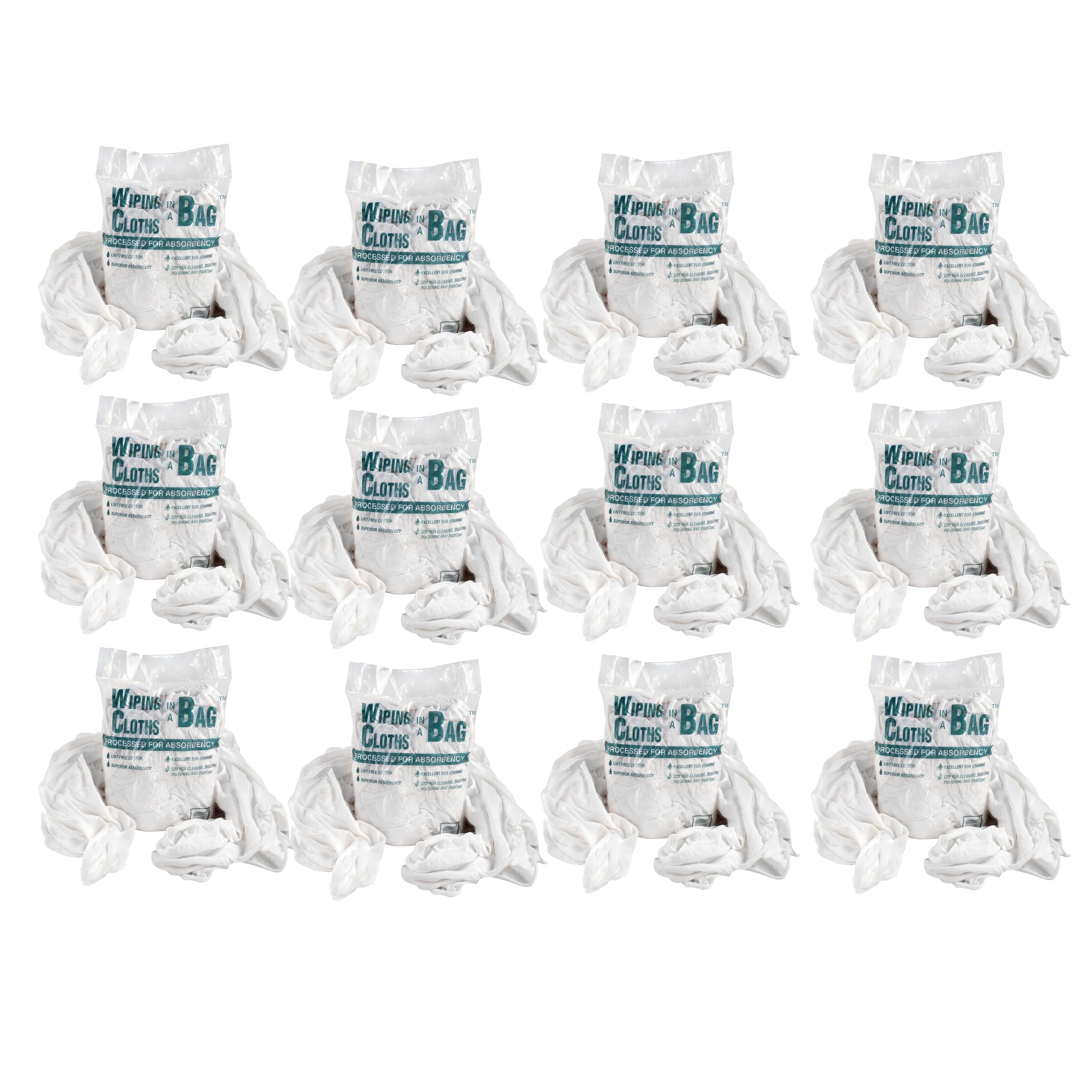 Office Snax Cotton Wiping Cloths - White & Blue - 1/Bag for Cleaning & Dusting