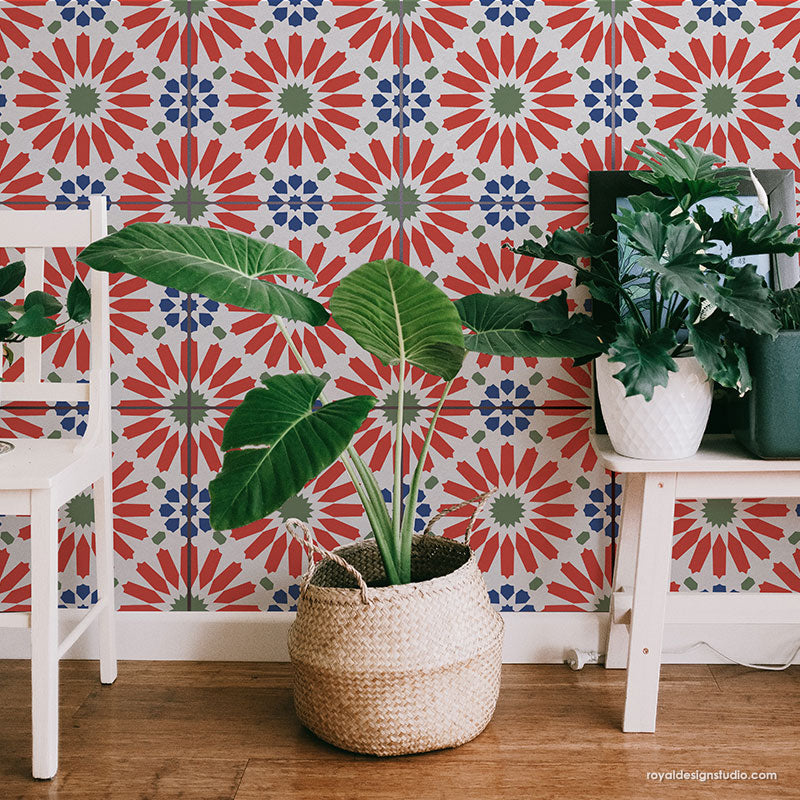 Baraka Tile Stencil - Reusable DIY Floor & Wall Stenciling Kit for Home Decor, Bathroom, Kitchen Backsplash - Perfect for Painting, Mosaic & Geometric Patterns