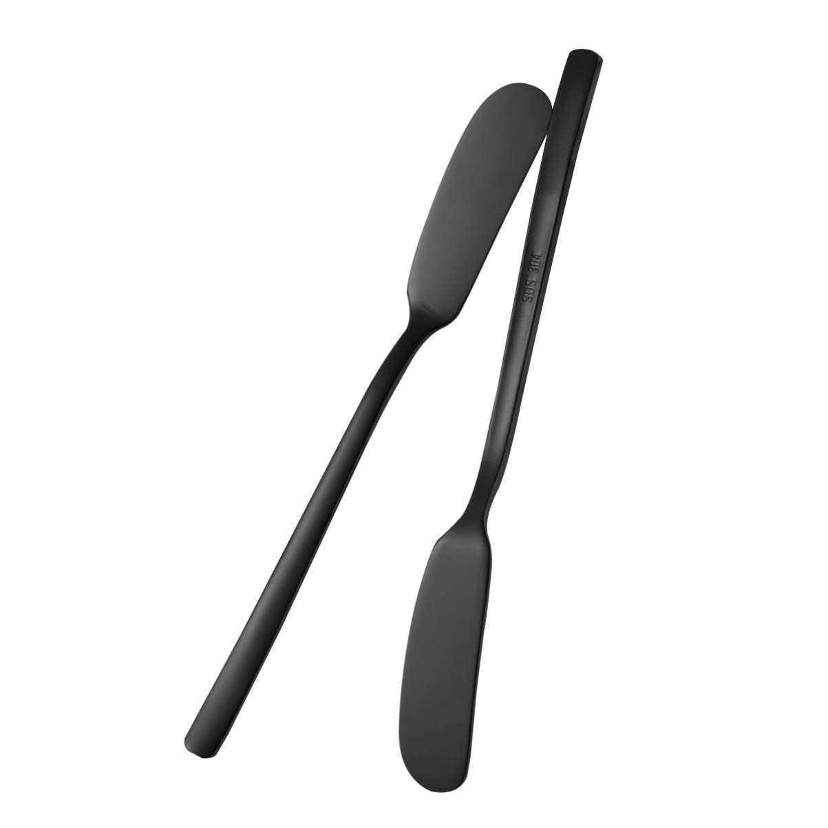 HEMOTON 2-Piece Stainless Steel Butter Knife & Jam Spreader Set - Cake Decorating Spatula for Baking, Icing, Cream Cheese - Perfect for Kitchen, Bakery & Dessert Making (Black)