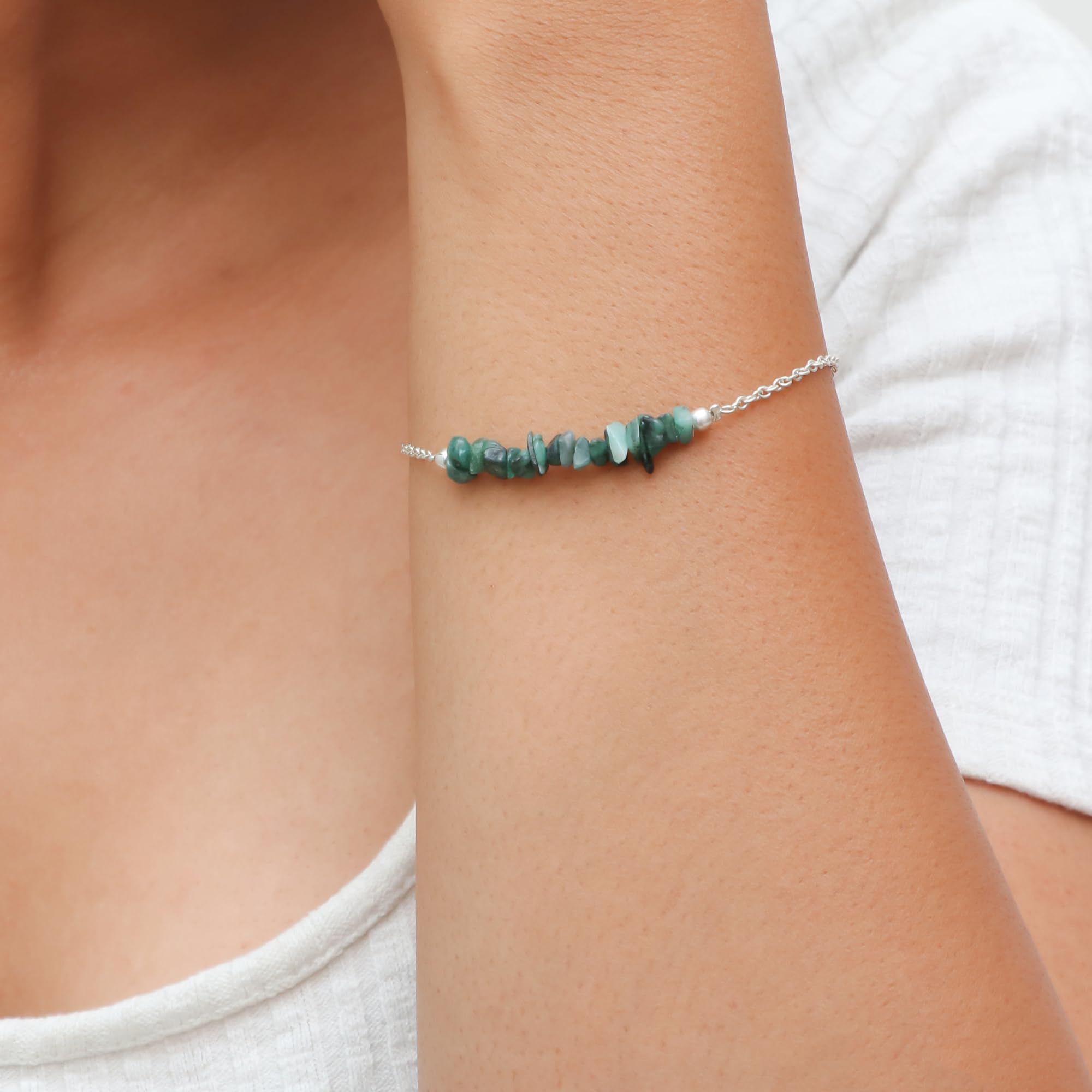 Gempires Natural Labradorite Crystal Bracelet - Handmade Gemstone Jewelry for Women | Hypoallergenic 8 Inch Silver Plated Dainty Bracelet | Perfect for Meditation, Healing & Everyday Wear