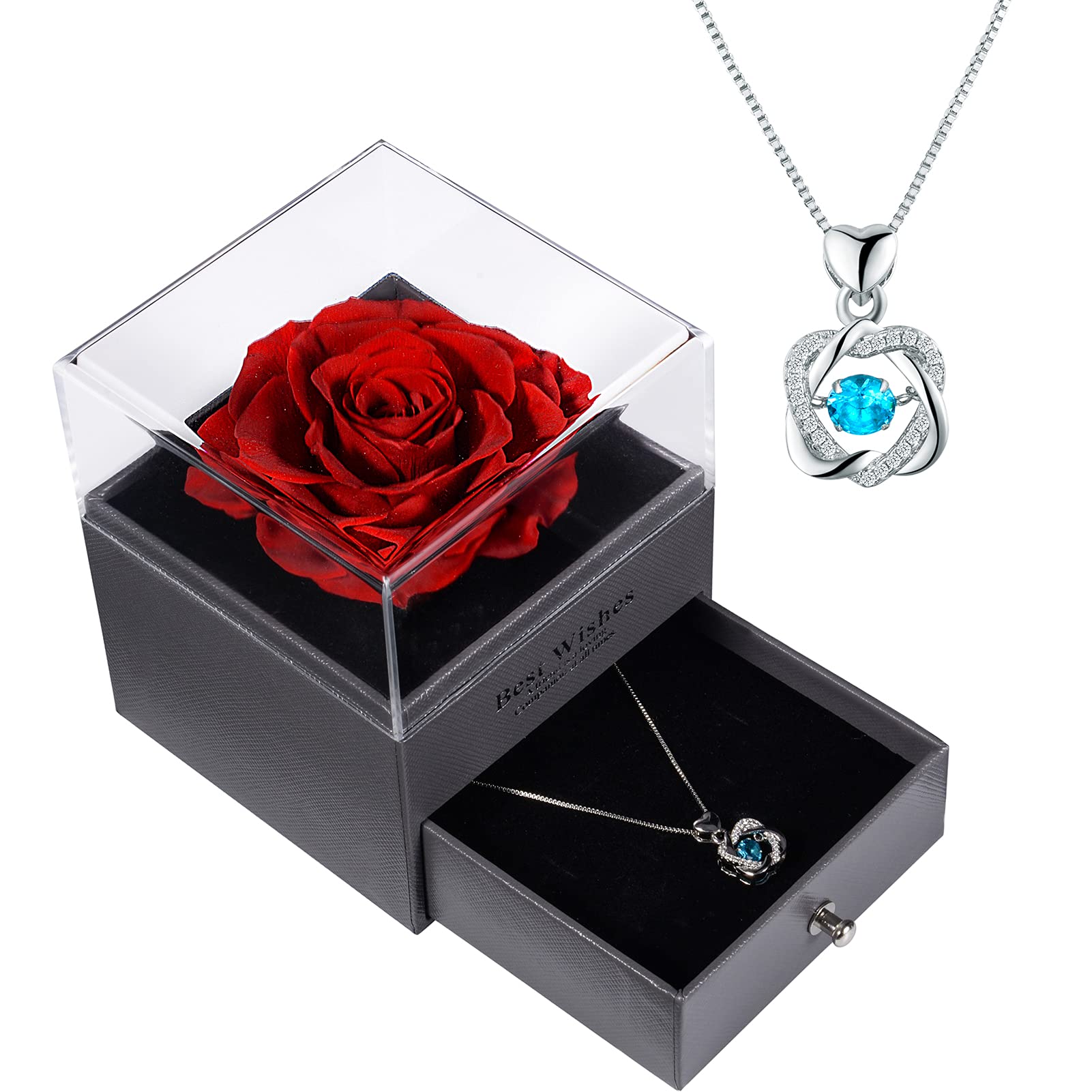Forever Preserved Real Rose Necklace - Eternal Rose Jewelry Gift for Women, Mom, Wife, Girlfriend | Perfect for Mother's Day, Anniversary, Christmas, Birthday, Valentine's | Romantic Keepsake for Special Occasions