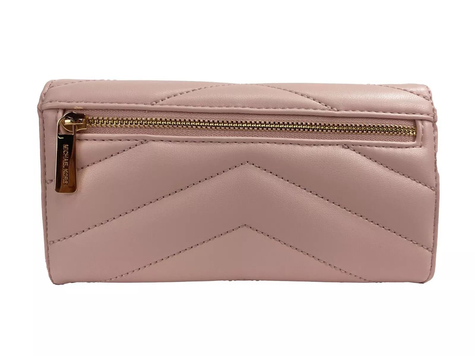 Michael Kors Women's Jet Set Travel Trifold Wallet - Powder Blush Leather Wallet for Women | Perfect for Everyday Use, Travel & Gift Giving