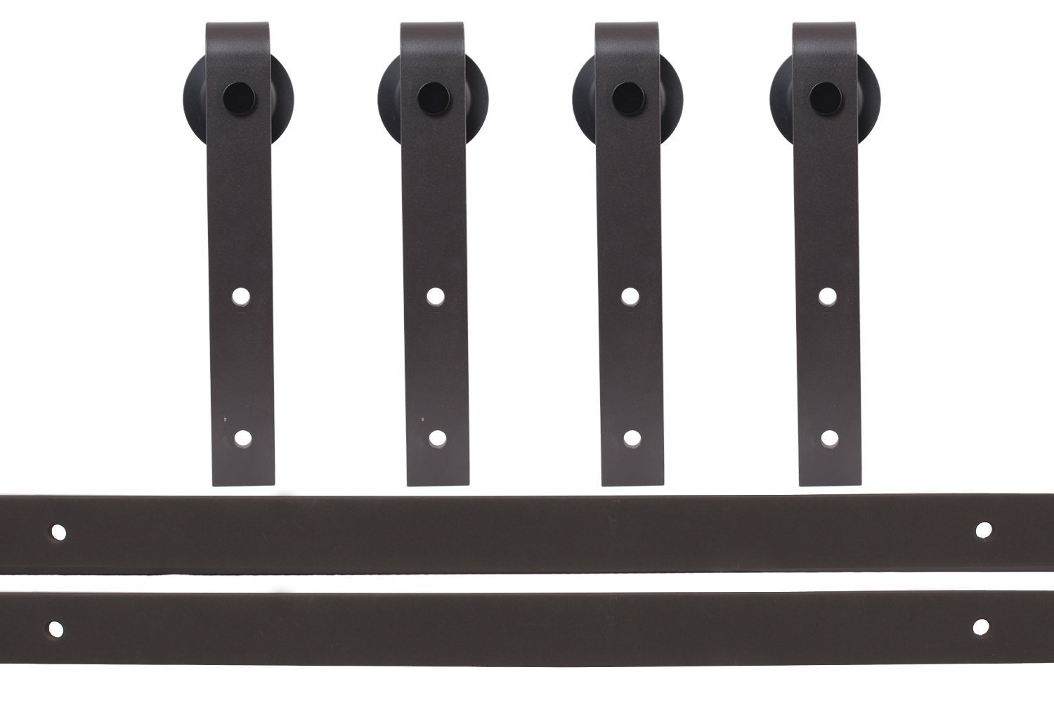 TMS® 10FT Country Antique Dark Coffee Steel Sliding Barn Door Hardware Track Set - Rustic Farmhouse Style for Interior & Exterior Doors, Perfect for Bedrooms, Closets, and Patio Entrances