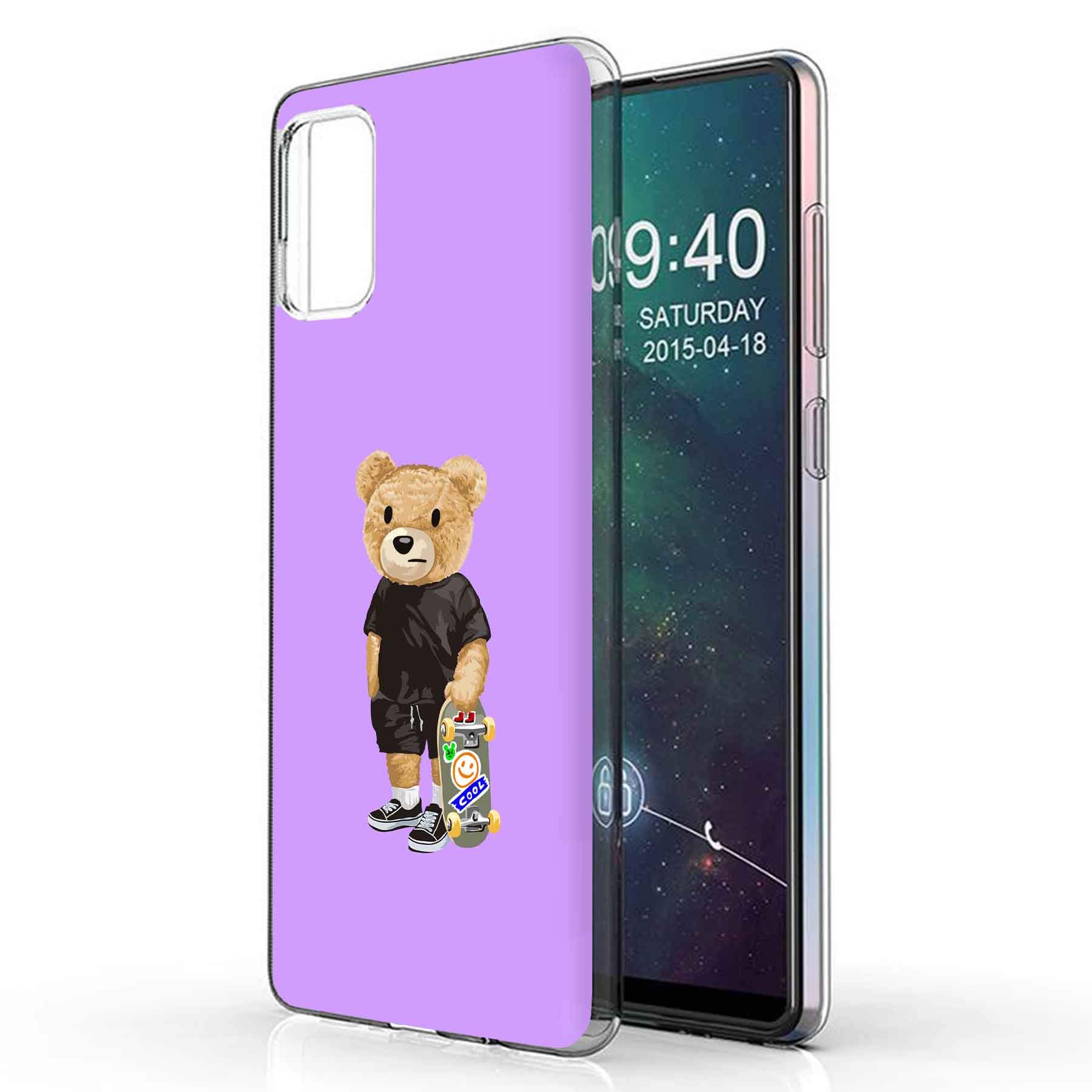 TalkingCase Clear TPU Phone Case for Samsung Galaxy A51 4G - Skateboard Teddy Print | Lightweight & Ultra Flexible | Soft Touch Anti-Scratch Protection | Designed in USA | Perfect for Everyday Use & Outdoor Activities