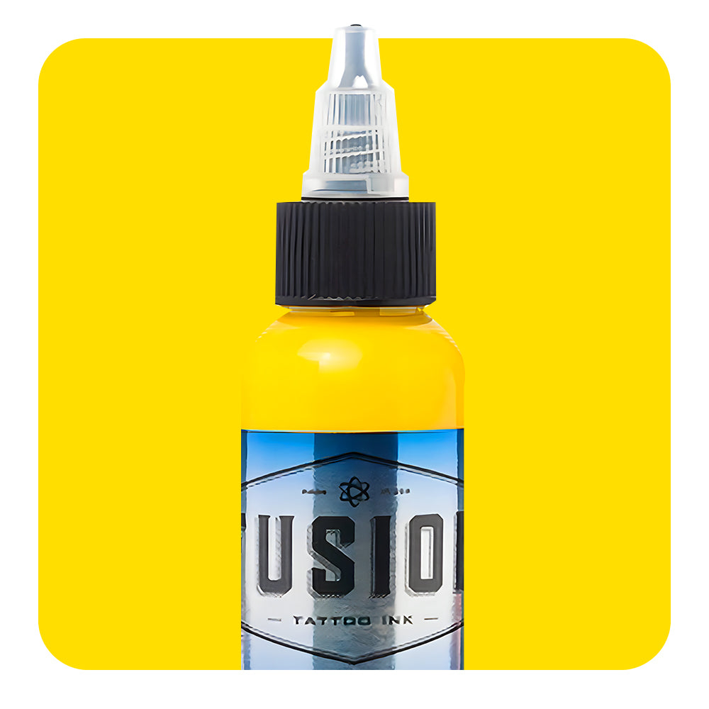 Atomic Yellow Fusion Tattoo Ink - Professional Tattoo Supplies for Artists - Choose Your Size - Perfect for Colorful Tattoo Designs & Body Art