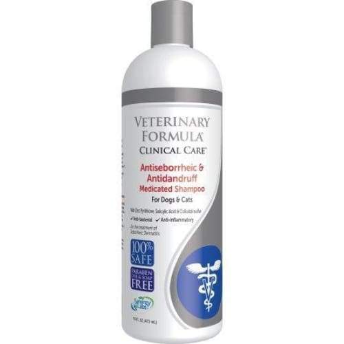 Veterinary Formula Clinical Care Antiseborrheic & Antidandruff Medicated Shampoo for Dogs & Cats - Relieves Itchy Skin, Flaking & Scaling - Ideal for Pets with Dermatitis & Skin Conditions