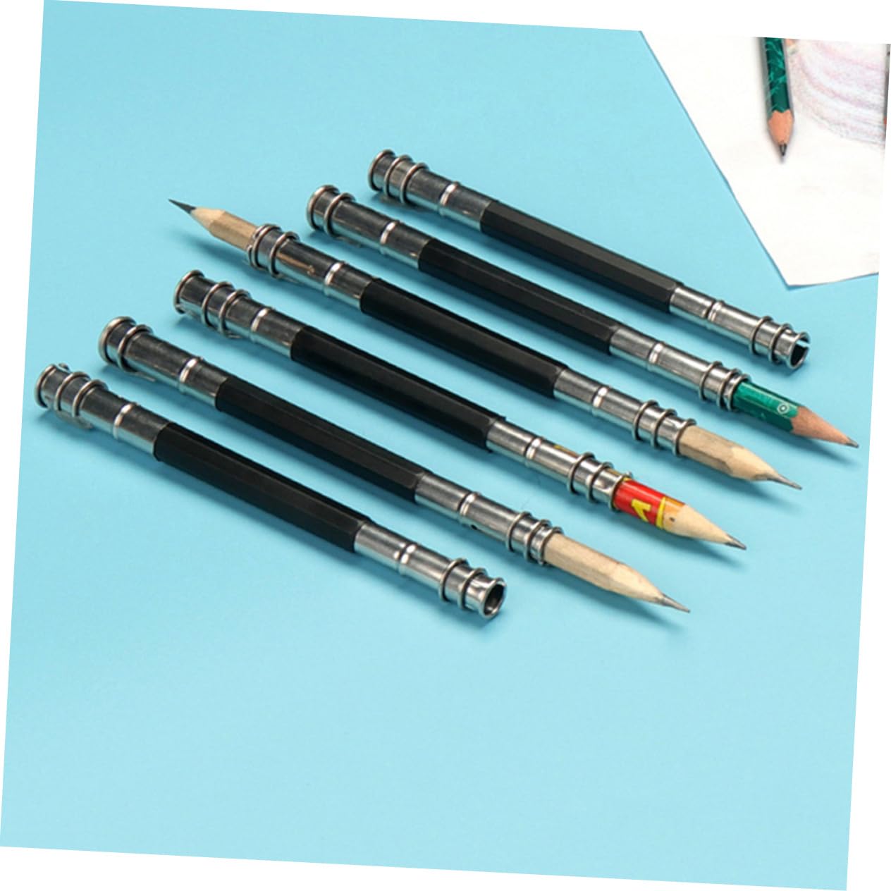 LALAFINA 1 Pencil Extender - Dual Head Stainless Steel Pencil Holder for Artists & Drafting - Extend Short Pencils for Drawing, Sketching & Office Use