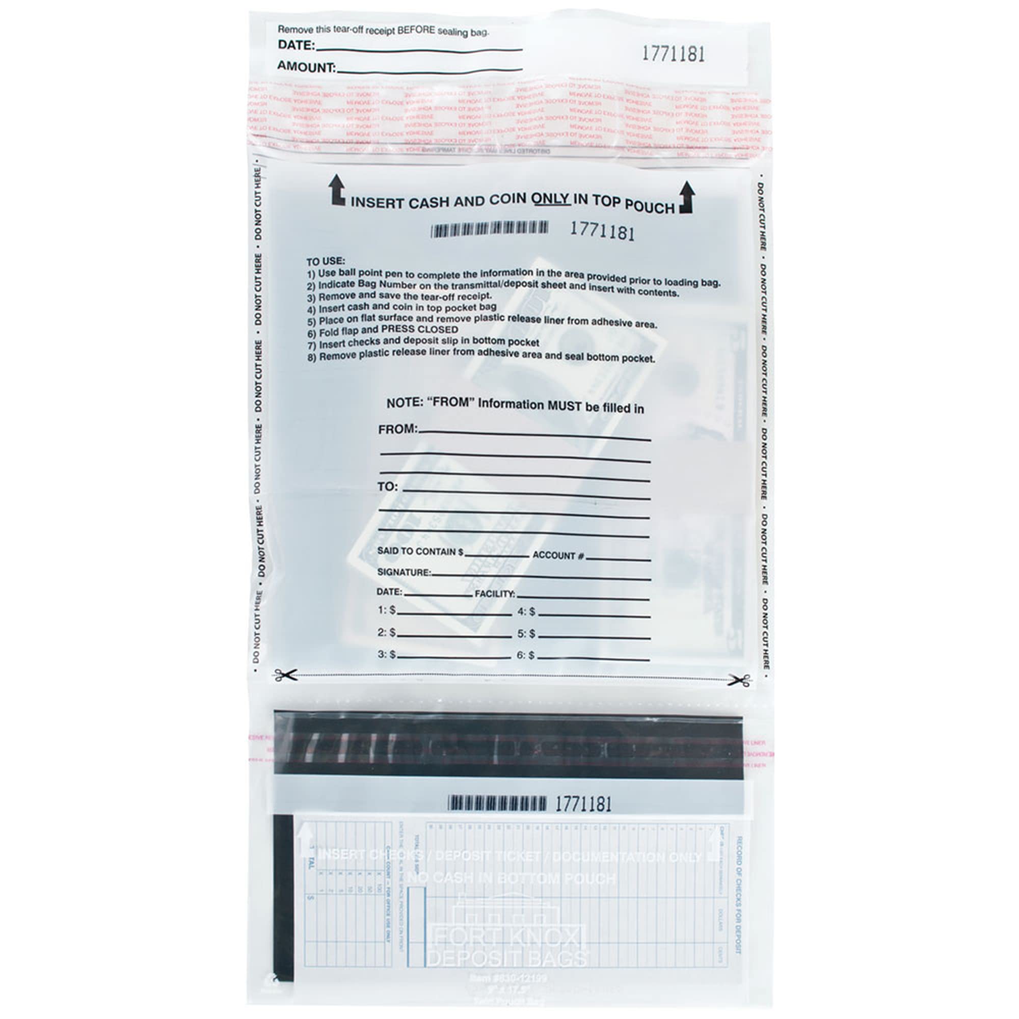 BankSupplies Tamper Evident Dual Pocket Security Bags for Cash - 9