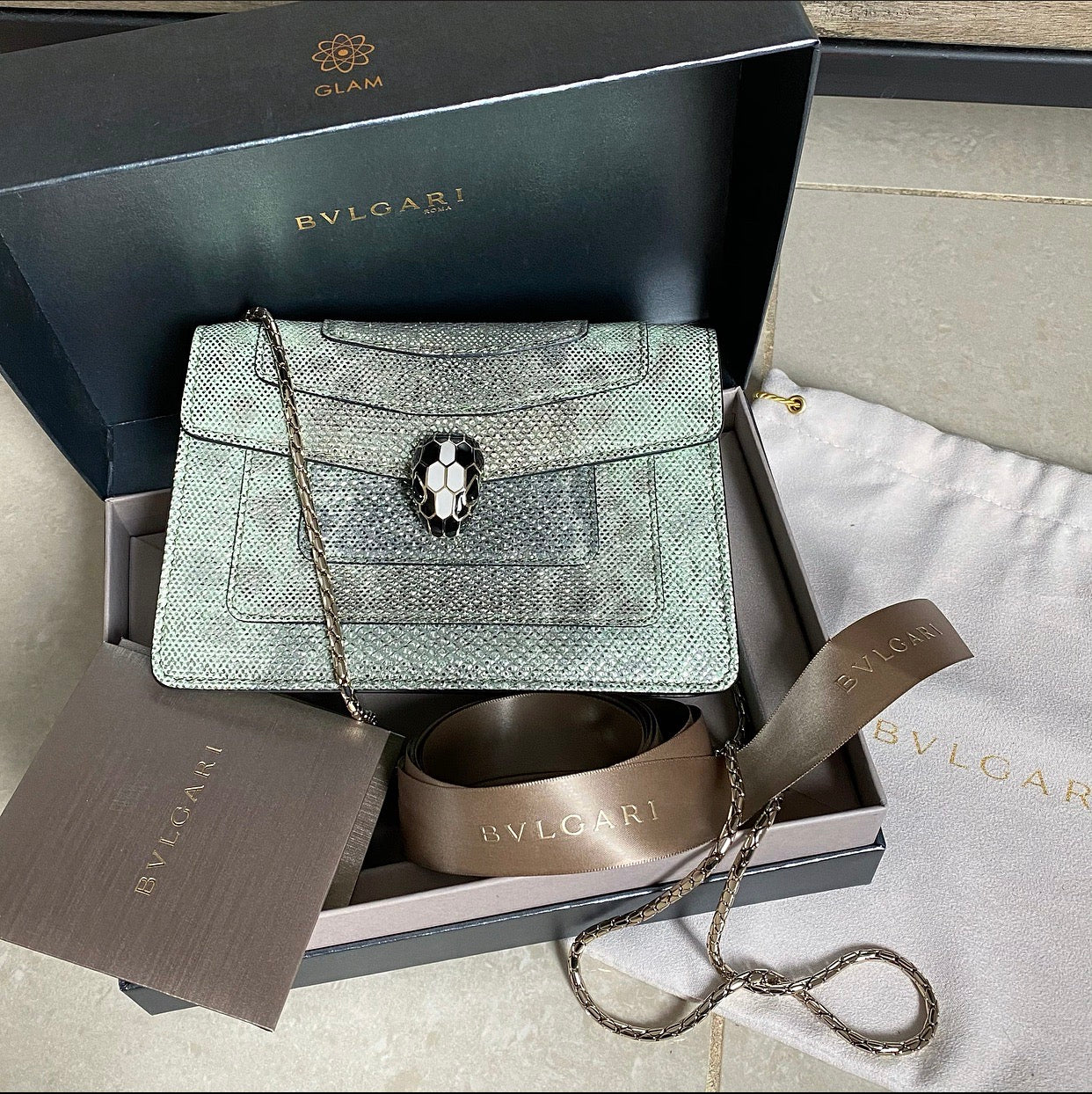 Bulgari Mini Metallic Green Serpenti Forever Crossbody Bag - Luxury Designer Handbag for Women | Perfect for Evening Parties, Date Nights & Special Occasions