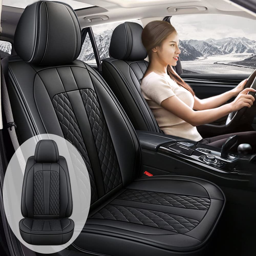 Premium Genuine Leather Car Seat Covers for Range Rover Evoque - Sport Edition | Waterproof, Scratch-Resistant & Non-Slip Design | Airbag Compatible Full Set (Black) | Perfect for Daily Commuting, Road Trips & Luxury Vehicle Protection