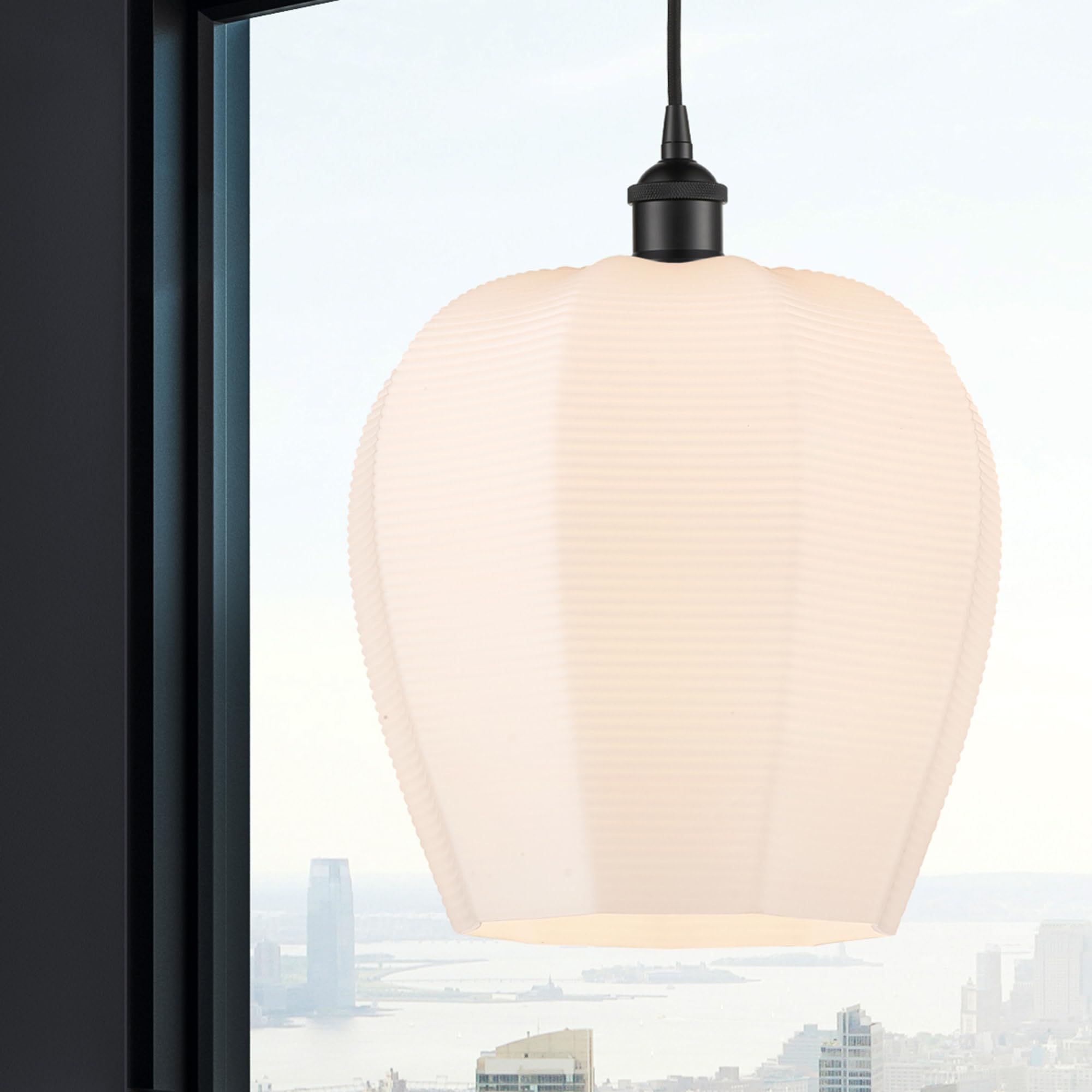 Industrial Style Mini Pendant Light - 1 Light Cord Hung Fixture, 15.13