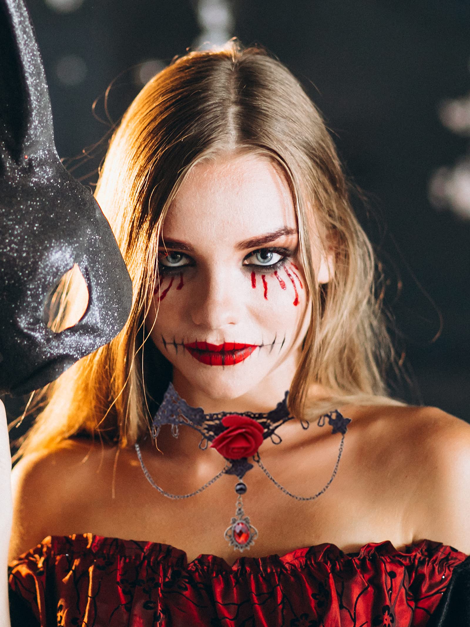 HUASAI Gothic Witch Costume Necklace Set - Black Choker Necklaces for Women, Halloween Jewelry, Goth Accessories, Cosplay & Witch Costume Jewelry - Perfect for Halloween Parties, Witch Themed Events & Gothic Fashion