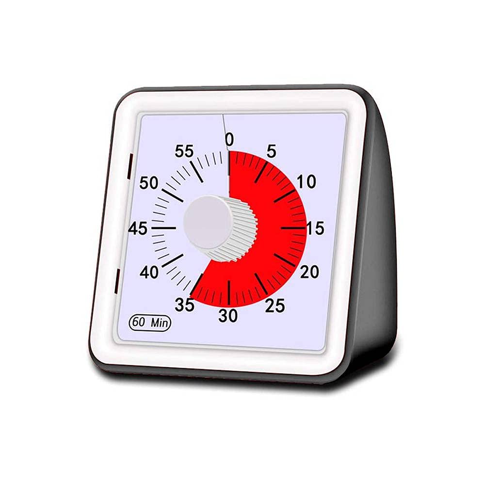 60 Minute Silent Analog Visual Timer - Countdown Clock for Kids & Adults - Large Black Time Management Tool for Study, Work, and Kitchen Tasks