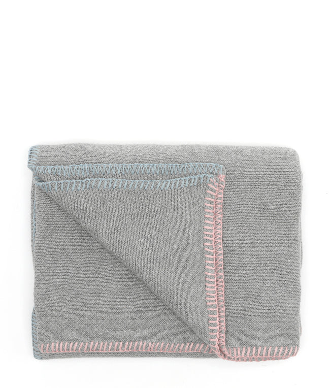 Soft Baby Blanket with Blanket Stitch - Light Blue & Pink for Newborns - Perfect for Nursery, Swaddling, and Stroller Use