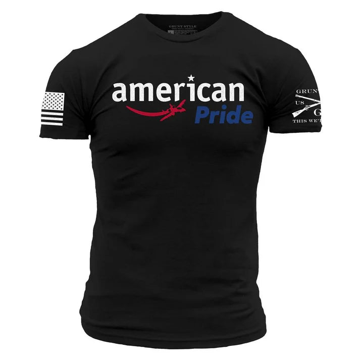American Pride T-Shirt for Men & Women - Black Cotton Graphic Tee - Patriotic Shirt for 4th of July, Veterans Day & USA Holidays