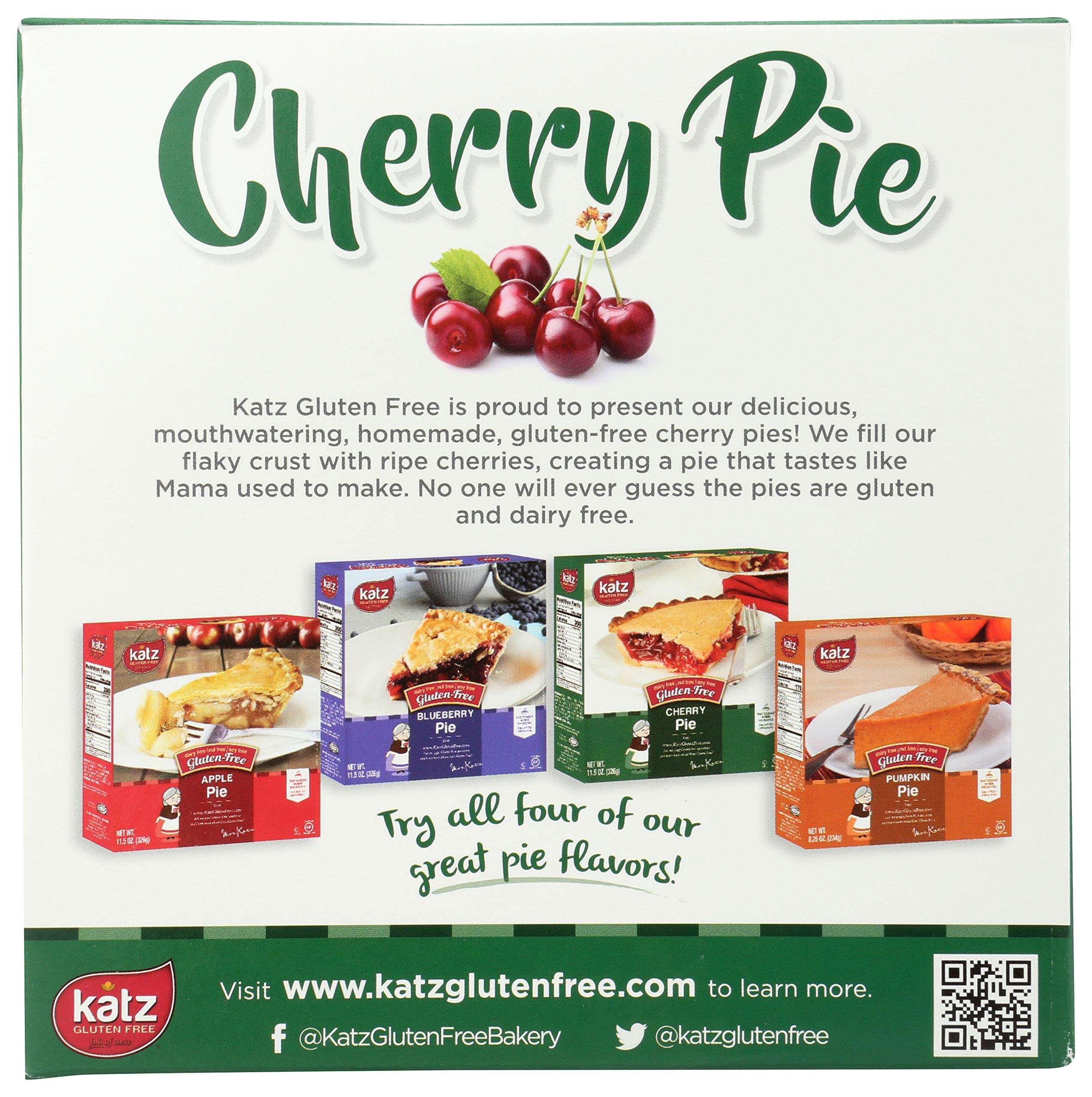 Katz Gluten Free Personal Size Cherry Pie - Dairy Free, Nut Free, Soy Free, Kosher Certified (11.5 oz) | Perfect for Snacks, Lunchboxes & Gluten-Free Diets