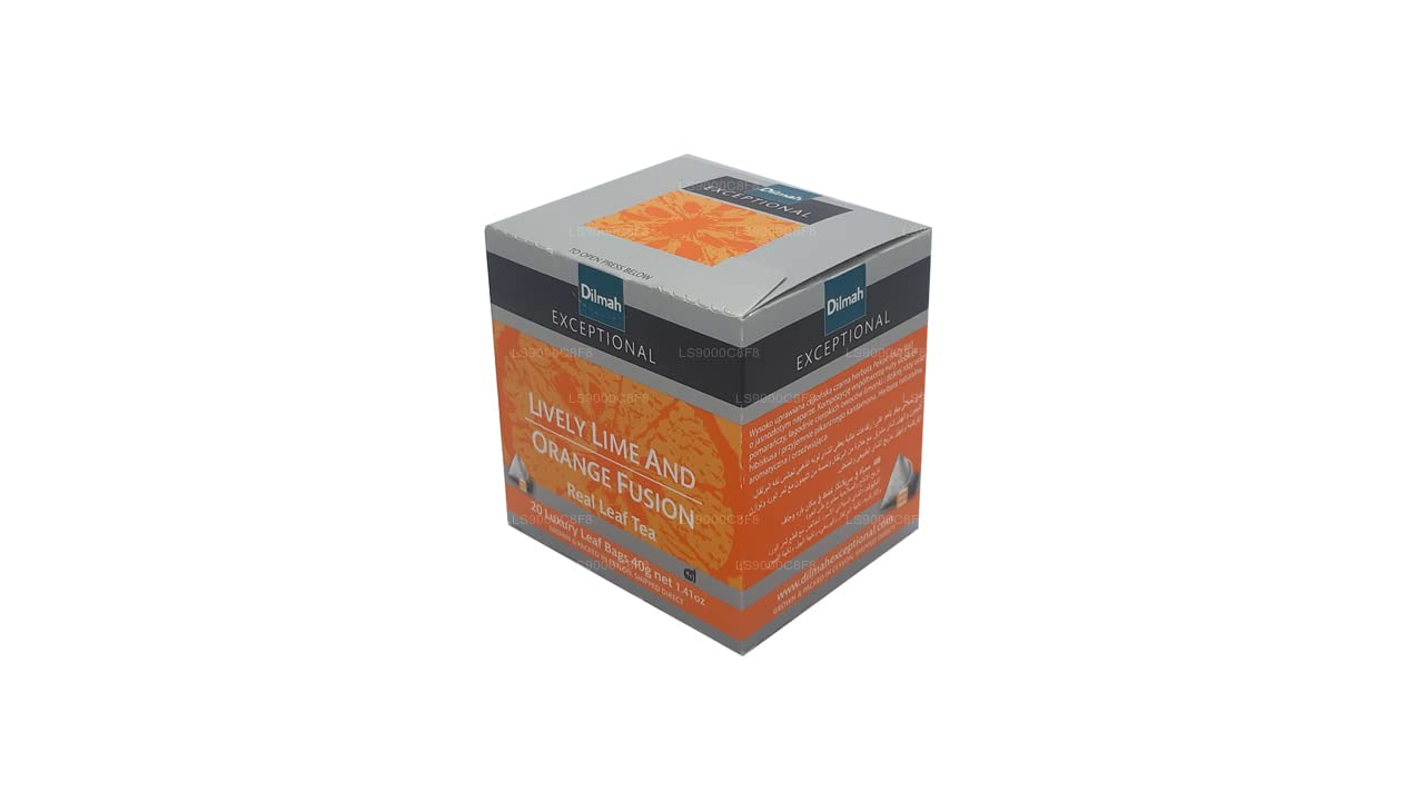 Dilmah Exceptional Lively Lime & Orange Fusion Tea - 20 Premium Ceylon Tea Bags in Luxury Leaf Sachets | Perfect for Afternoon Tea & Office Refreshment