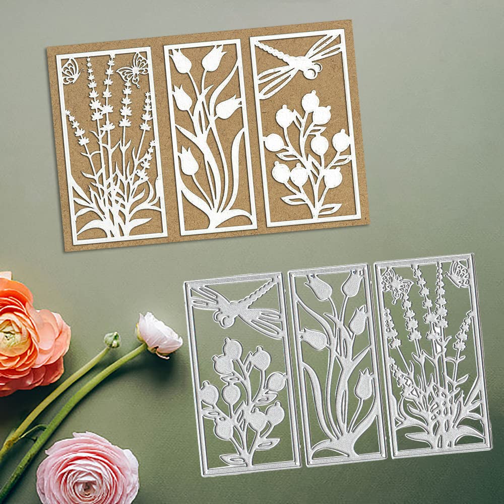 ALIBBON Floral Frame Bookmark Die Cuts for Card Making & Scrapbooking - Dragonfly & Leaf Frame Metal Cutting Dies for DIY Photo Albums, Paper Embossing & Card Decorations | Perfect for Wedding Invitations, Journaling & Handmade Greeting Cards