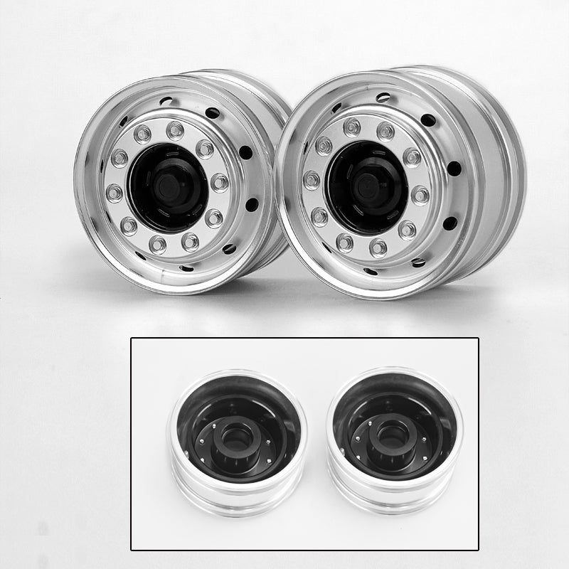LESU Metal Unpowered/Powered Wheel Hub Rubber Tires for 1/14 RC DIY TAMIYA FH12 FH16 Tractor Truck Remote Control Dumper - Durable Replacement Parts for RC Construction Vehicles & Off-Road Models