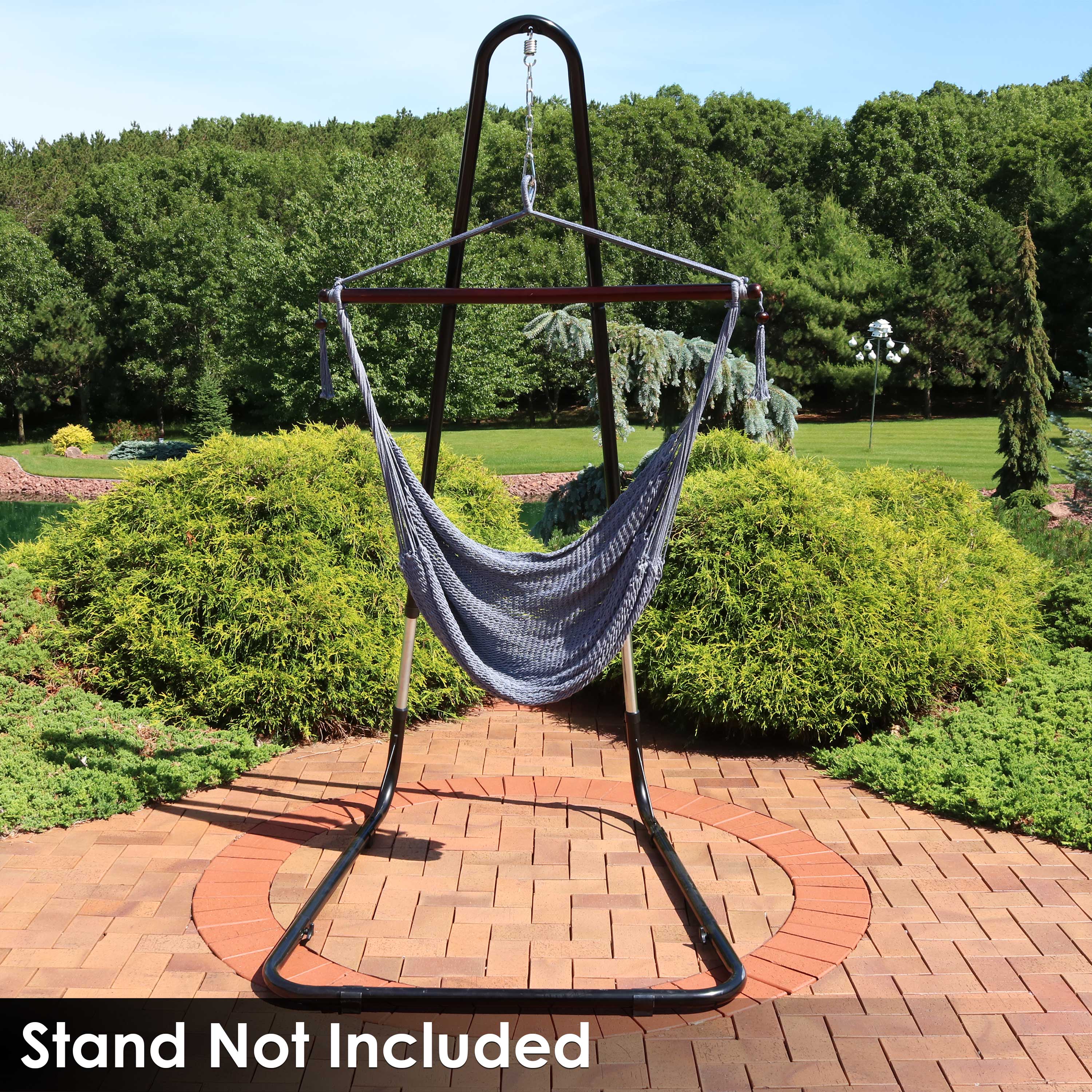 Sunnydaze Extra Large Hanging Caribbean Hammock Chair - Durable Outdoor Swing for Patio, Garden, Backyard & Poolside Relaxation
