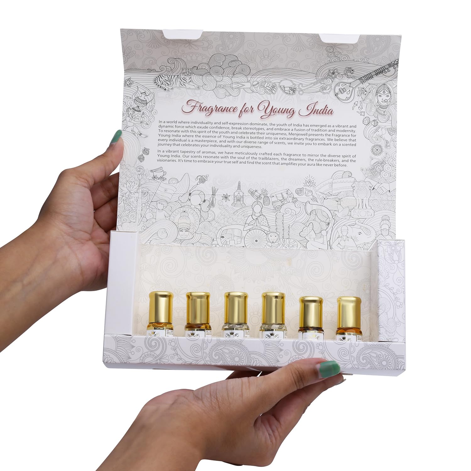 Menjewell Attar Gift Set - 6 Floral Fragrance Perfume Oils (18ml, 6x3ml) | Unisex Scent for Summer | Perfect Gift for Him & Her | Office, Date Night & Special Occasions