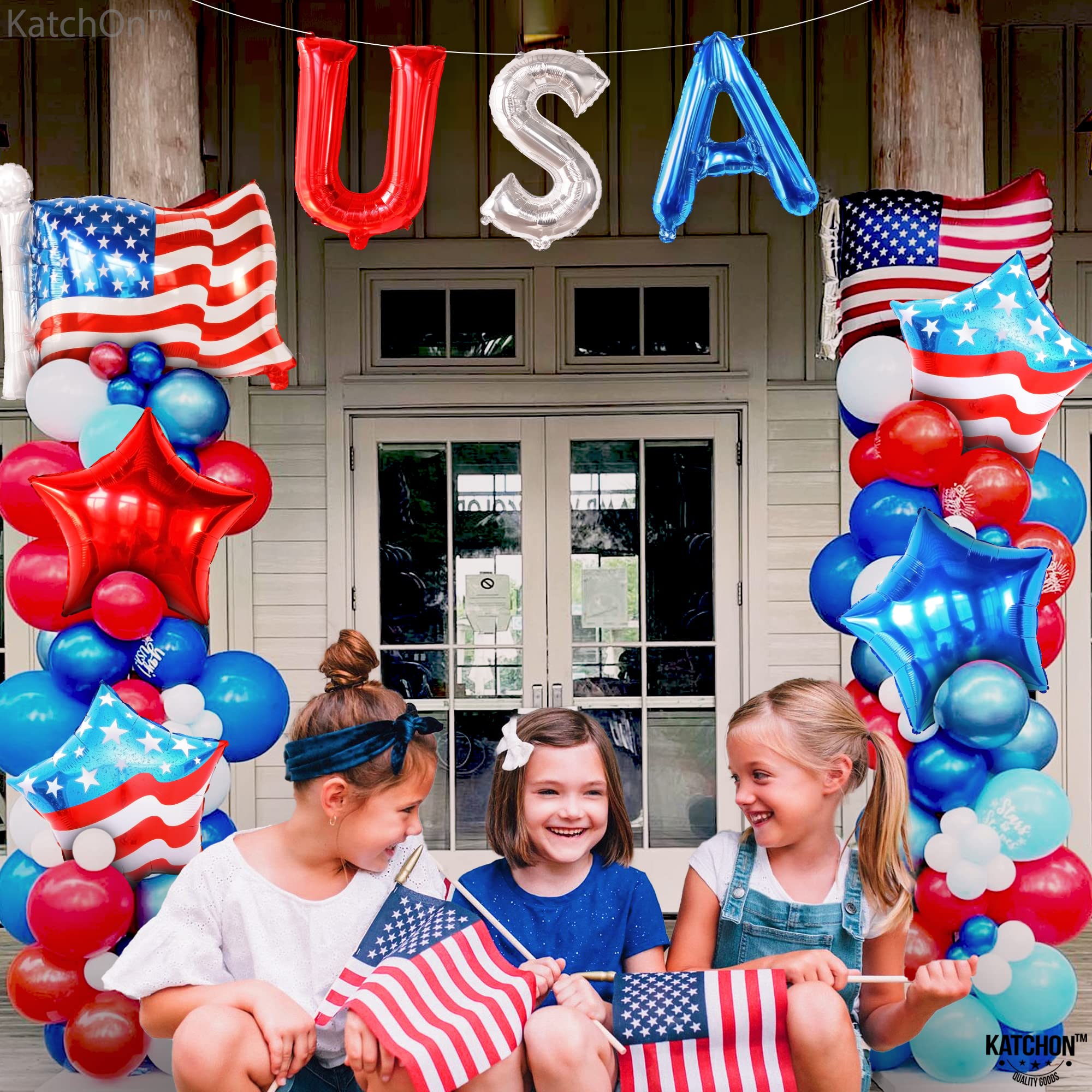 KatchOn 26 Inch Large Patriotic Balloons - Pack of 8 | American Flag Balloons for 4th of July Decorations | USA Independence Day Party Supplies | Perfect for Backyard BBQs, Parades & Patriotic Celebrations