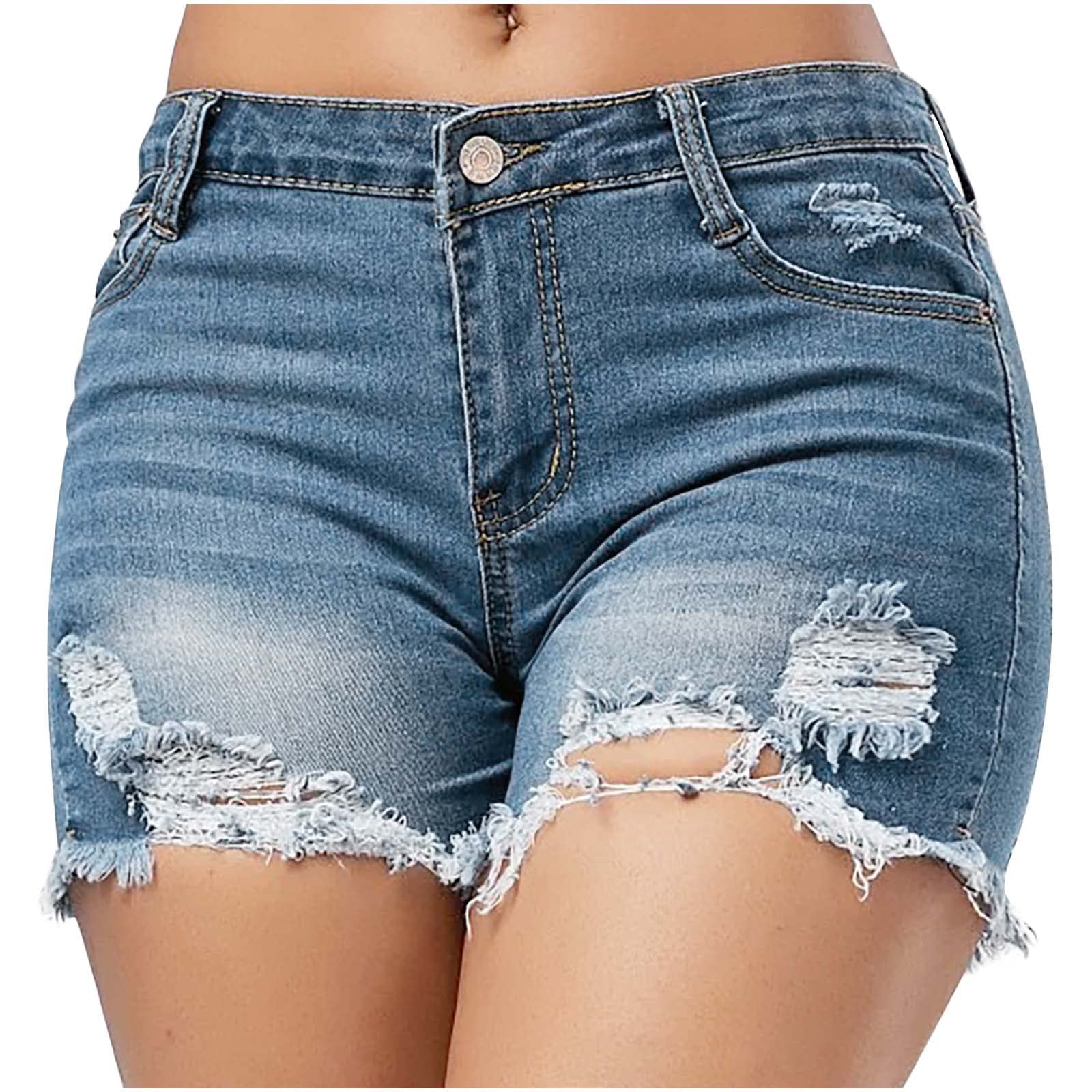 Women's Denim Shorts - Casual Button Front Mid Waist Jean Shorts with Pockets | Elegant Dressy Shorts for Going Out, Gym & Summer Wear