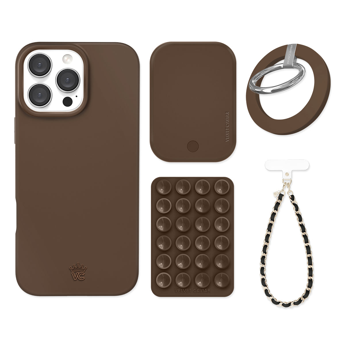 Premium Espresso Brown iPhone Case with Grip - Anti-Slip Protective Cover for iPhone 13/14/15 Pro Max - Perfect for Work, Travel & Everyday Use
