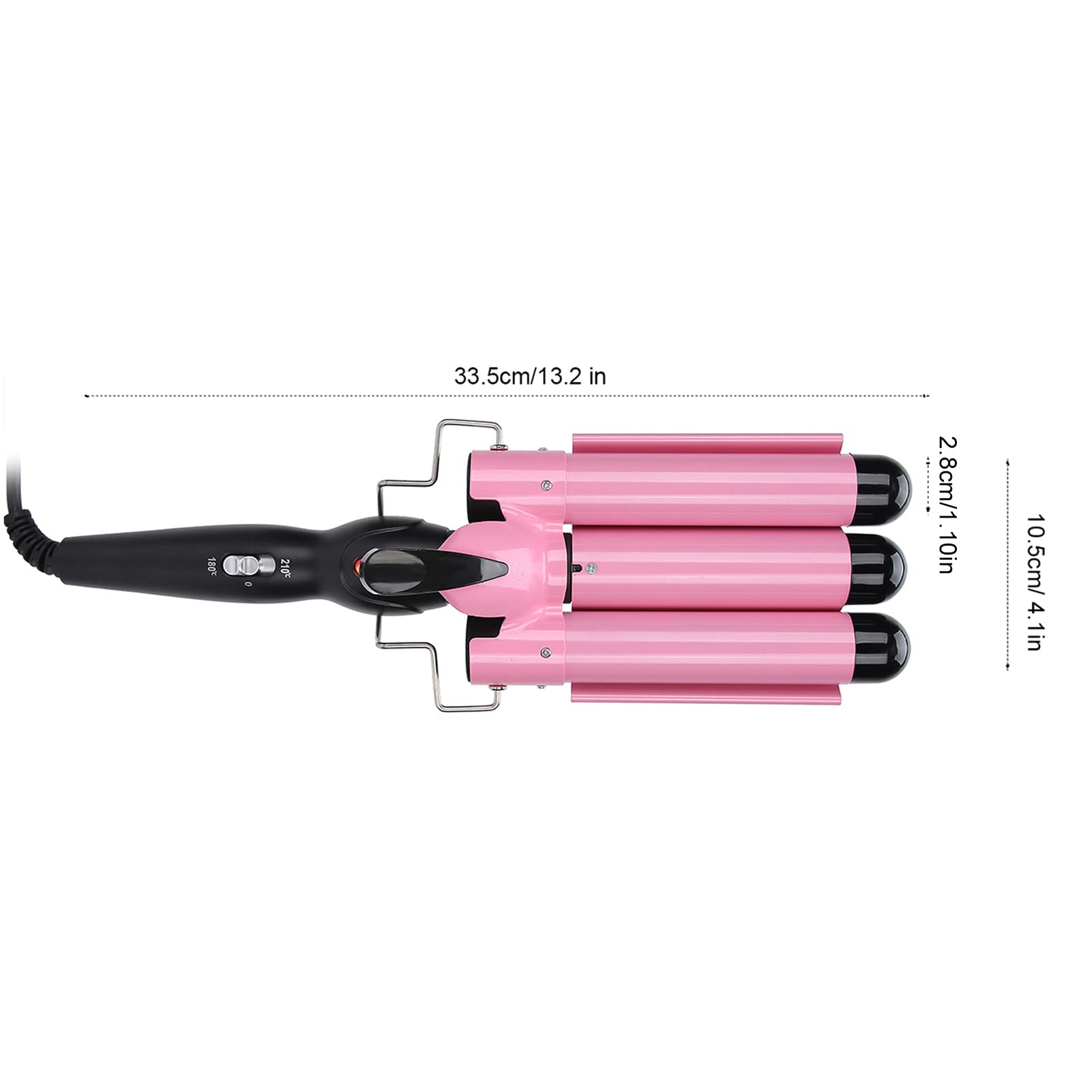 3 Barrel Hair Crimper & Curling Iron - Fast Heating Electric Hair Waver Styling Tool (28mm) for Beach Waves & Party Hairstyles - Golden Hair Curler for Women & Girls
