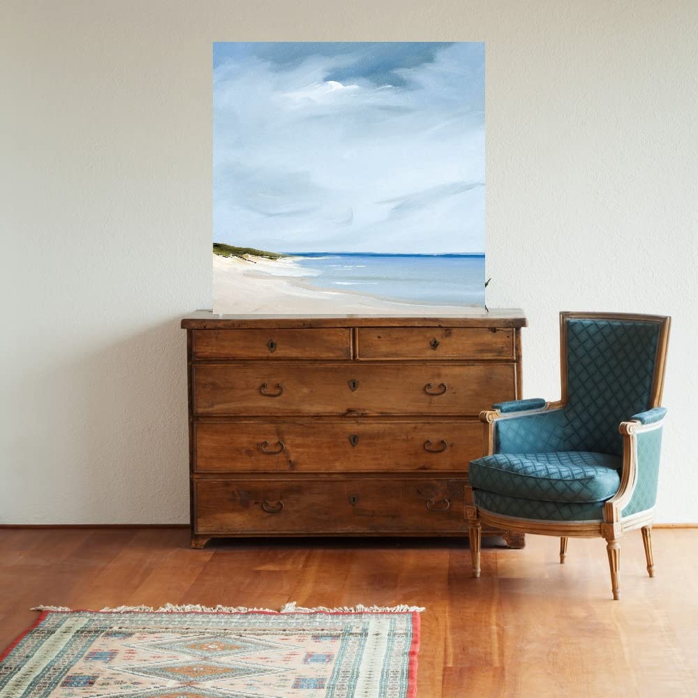 Blue Abstract Canvas Wall Art by Rick Fleury - 22x22 Inch Ready to Hang Painting for Living Room, Bedroom, Office & Home Decor - Perfect for Modern, Boho & Coastal Interior Design Styles