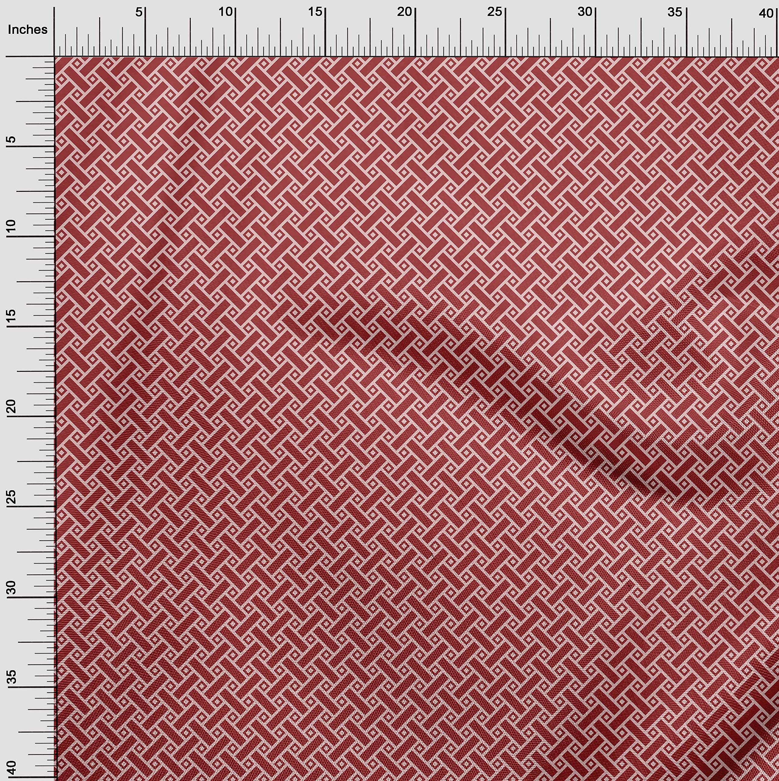 oneOone Polyester Spandex Red Geometric Print Fabric by The Yard - 56 Inch Wide Dress Material (5848) | Perfect for DIY Dresses, Skirts & Home Decor Projects