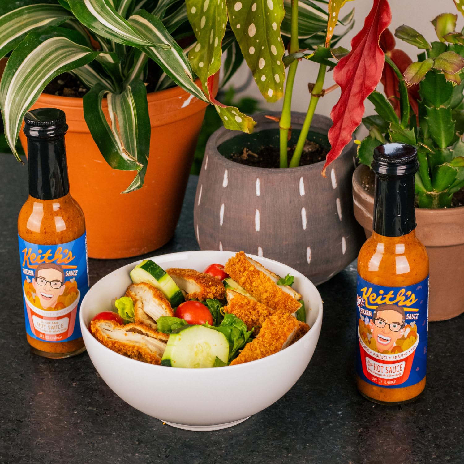 Heatonist Keith's Chicken Sauce Hot Sauce Duo - Natural Ingredients, Tangy & Fiery Flavors, 5 fl oz Bottles (2-Pack) - Perfect for Wings, Tacos, and Grilled Meats