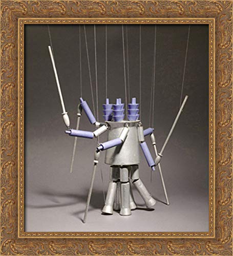 Sophie Taeuber Arp Military Guards (Die Wachen) 20x22 Inch Gold Ornate Wood Framed Canvas Art - Perfect for Home Decor, Office Wall Art & Gift for Art Lovers