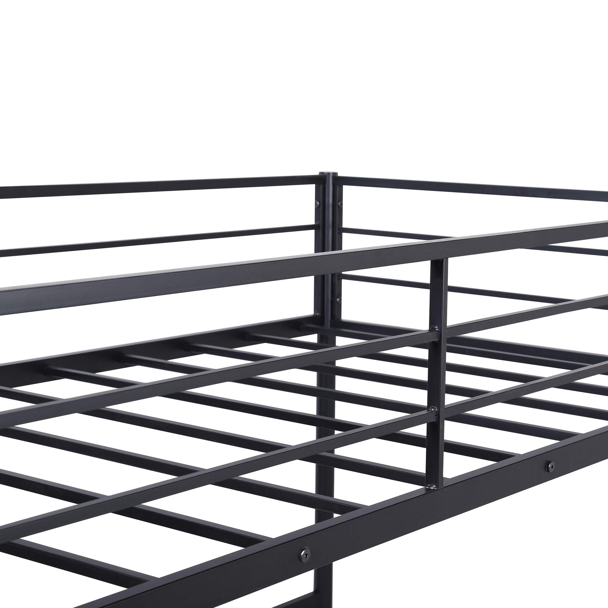 Twin Size Metal Bunk Bed with Built-in Desk, Ladder & Safety Guardrails - Space Saving Loft Bed for Kids, Teens Boys & Girls - Perfect for Small Bedrooms, Dorms & Shared Kids Rooms