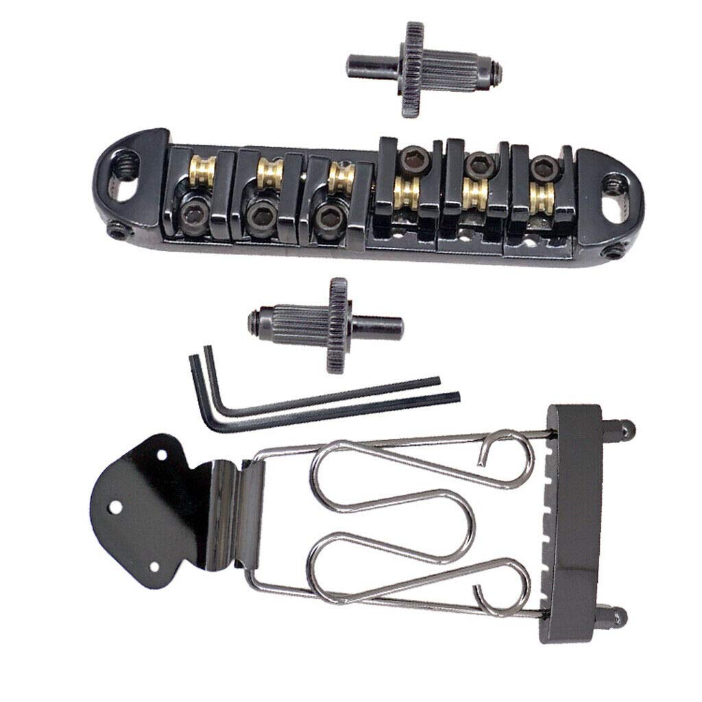6 String Guitar Roller Saddle Tailpiece Bridge for LP Style Electric Guitar - Silver Replacement Part | Perfect for Tuning Stability & Sustain | Stage & Studio Use