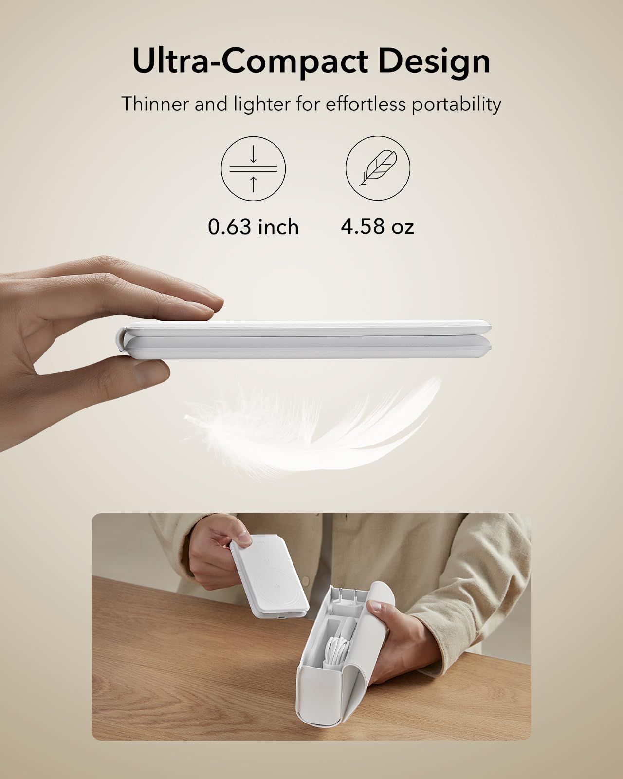 ESR Qi2 Certified 3-in-1 Wireless Charging Station for iPhone 16/15/14/13/12, Apple Watch & AirPods 4/3/2 - Adjustable 2-Way Magsafe Charger Stand (White) | Perfect for Travel, Office & Nightstand Charging