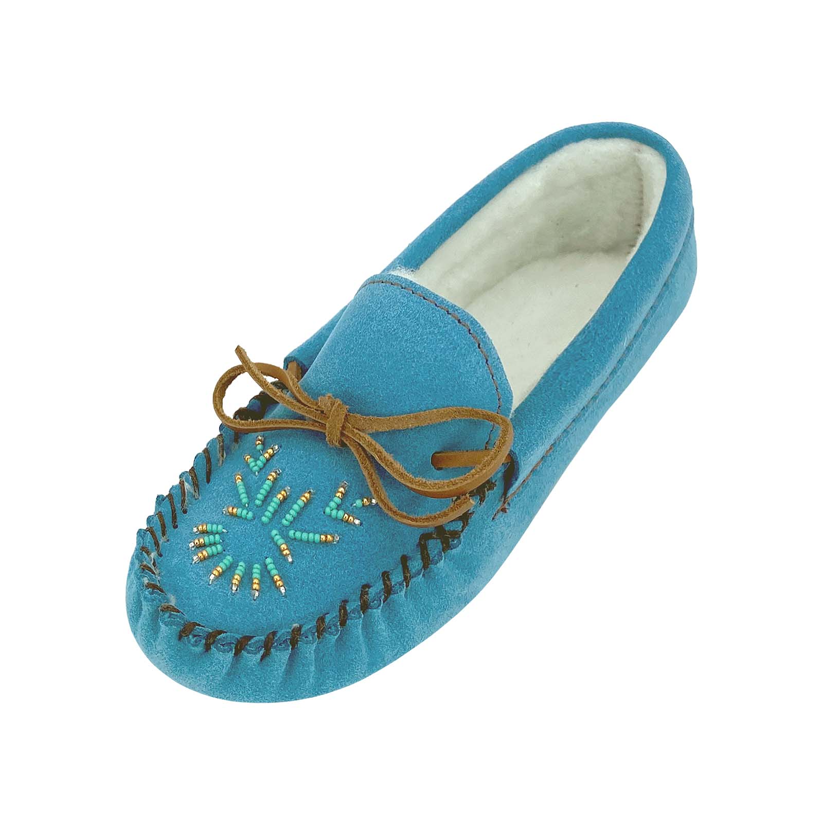 Women's Soft Sole Beaded Fleece Lined Suede Moccasins - Cozy Indoor/Outdoor House Slippers for Winter Comfort & Warmth - Perfect for Home, Lounge & Cold Weather Wear