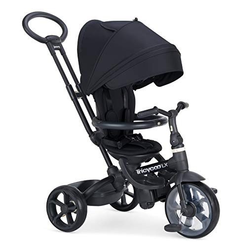 Joovy Tricycoo LX Kids Tricycle with Push Handle & Adjustable Seat - 8-Stage Adjustable Toddler Bike for 1-3 Year Olds - Perfect for Outdoor Play, Park Rides & Learning to Pedal - Black