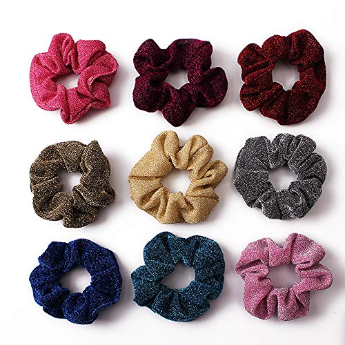 6 Pack Glitter Hair Scrunchies with Sequins - Colorful Elastic Ponytail Holders, Hair Ties & Bands for Women - Perfect for Dance, Bachelorette Parties, Weddings & Special Occasions - Shiny Hair Accessories for Everyday Wear, Gifts & Celebrations