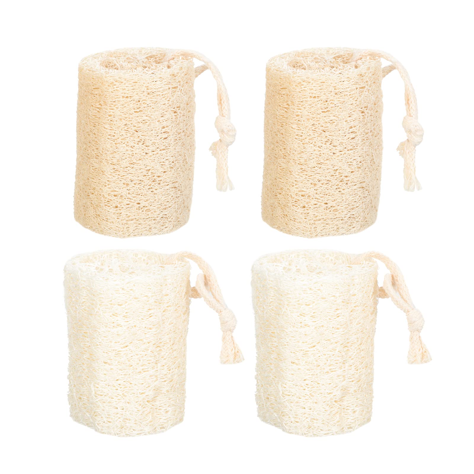 4-Piece Loofah Sponge Cleaning Brushes Set - Natural Dish Scrubbers for Bowls, Pans & Cookware - Eco-Friendly Kitchen Cleaning Tools for Sinks & Countertops