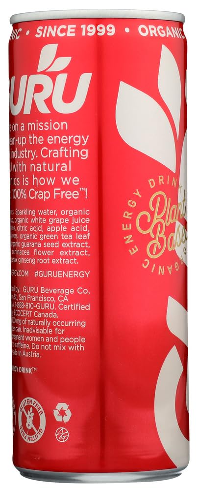 Guru Natural Energy Drink - Original Flavor - 8.4 fl.oz (Pack of 30) - Boost Energy & Focus for Workouts, Study & Daily Activities