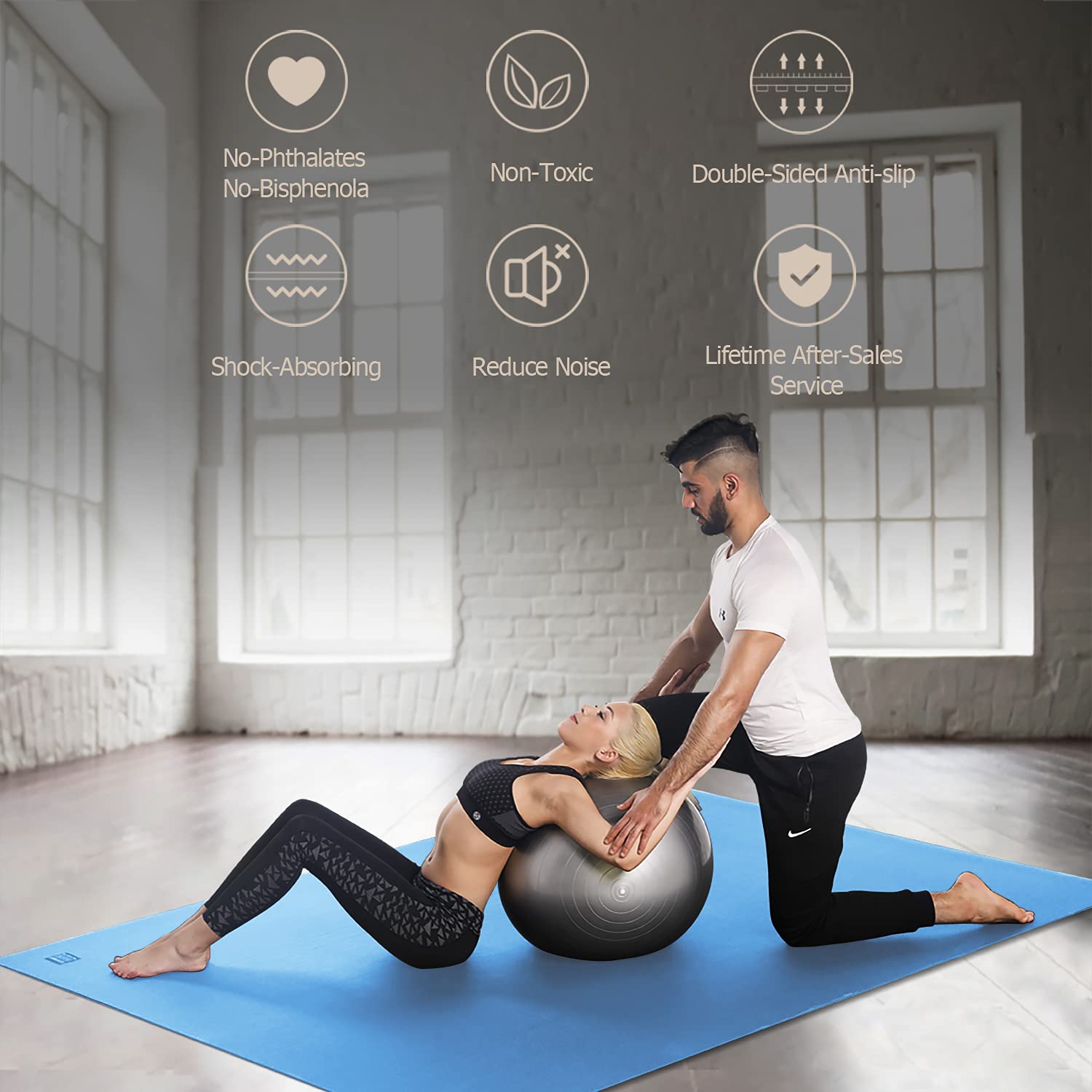 GXMMAT Extra Thick 7mm Large Yoga Mat - 12'x6'/10'x6'/6'x8' Non-Slip Exercise Mat for Home Gym, Pilates, Stretching & Meditation - Ultra Comfortable Barefoot Workout Mat for Yoga Studios & Home Fitness
