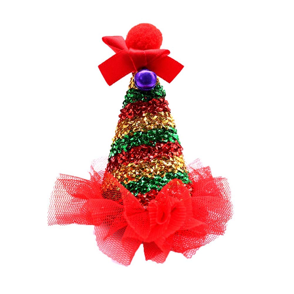 Sparkly Sequins Cat & Dog Christmas Party Hat Hair Clips with Bell - Festive Pet Headdress for Puppy Costume & Holiday Photos (Perfect for Xmas Parties, Pet Dress-Up & Instagram Photos)
