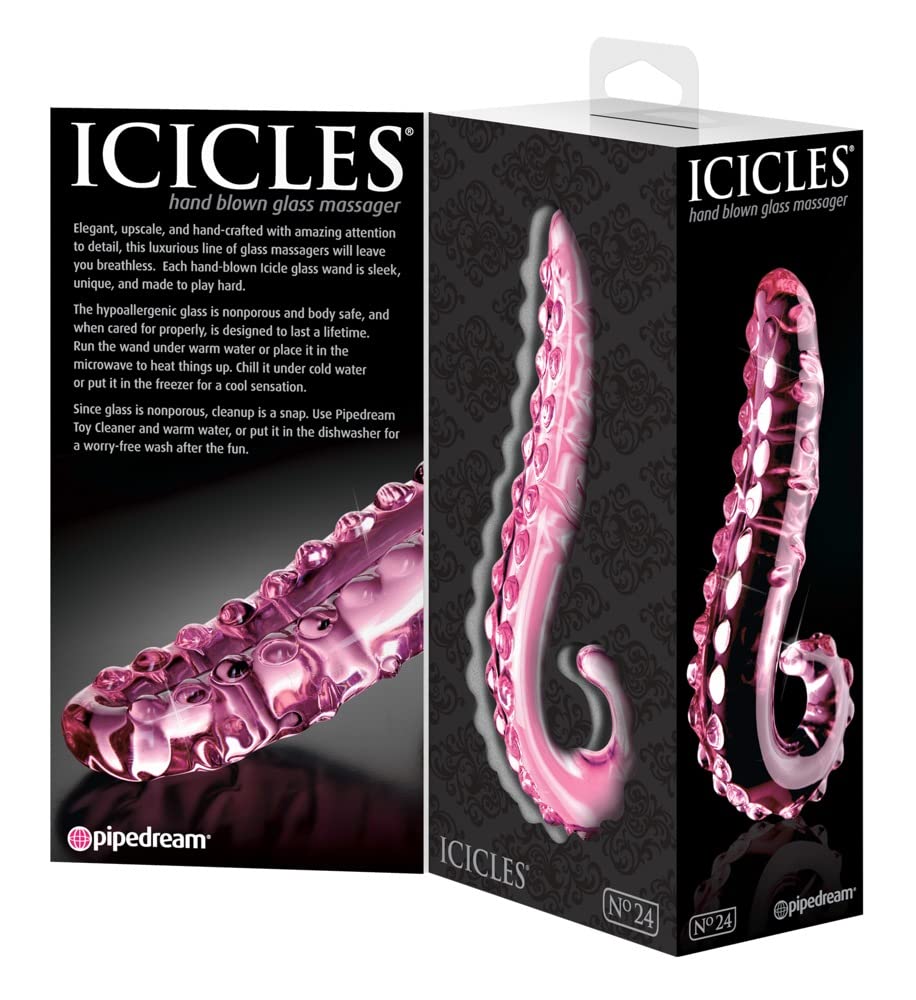 Hand Blown Glass Massager - Icicles #24 - Premium Sensual & Therapeutic Body Massage Tool for Relaxation & Intimacy