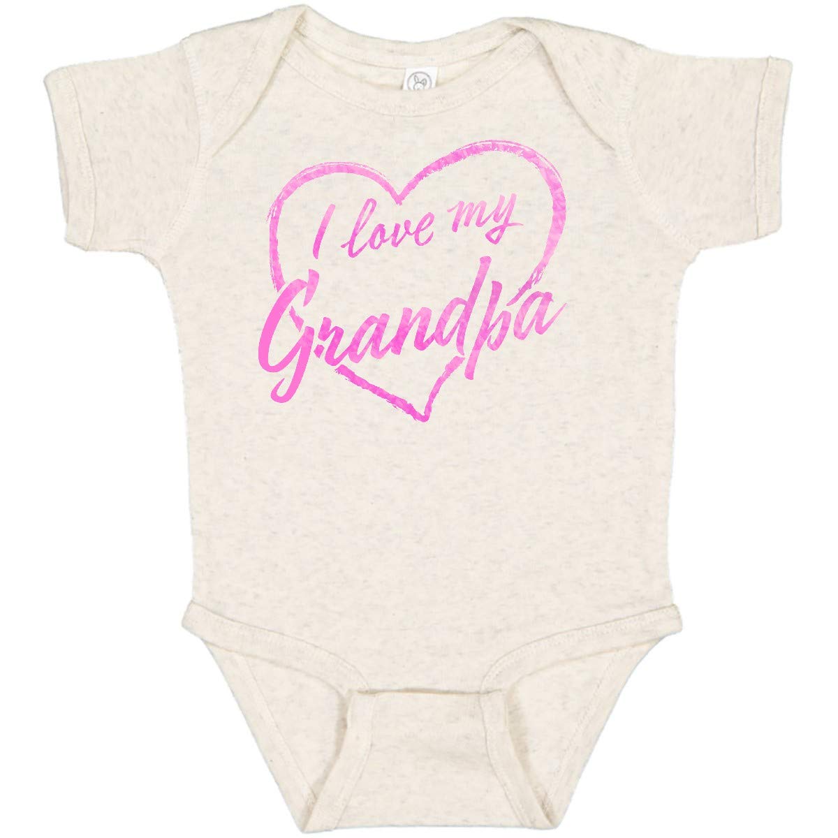 Inktastic I Love My Grandpa Pink Chalk Heart Baby Bodysuit - Cute Infant Outfit for Grandparents Day, Family Photos & Special Occasions