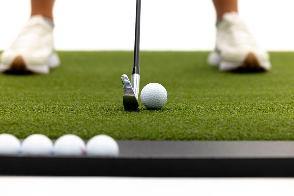 Premium Indoor/Outdoor Golf Practice Mat with Bonus Golf Ball Tray & 3 Rubber Tees - Perfect for Home, Office, Backyard & Driving Range Training